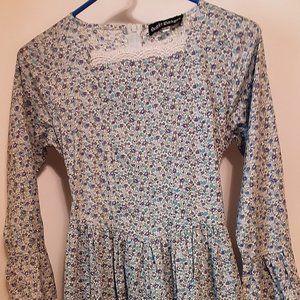 Long Dress Sz12-13yr, Lg,White/purple&Blue Flowers